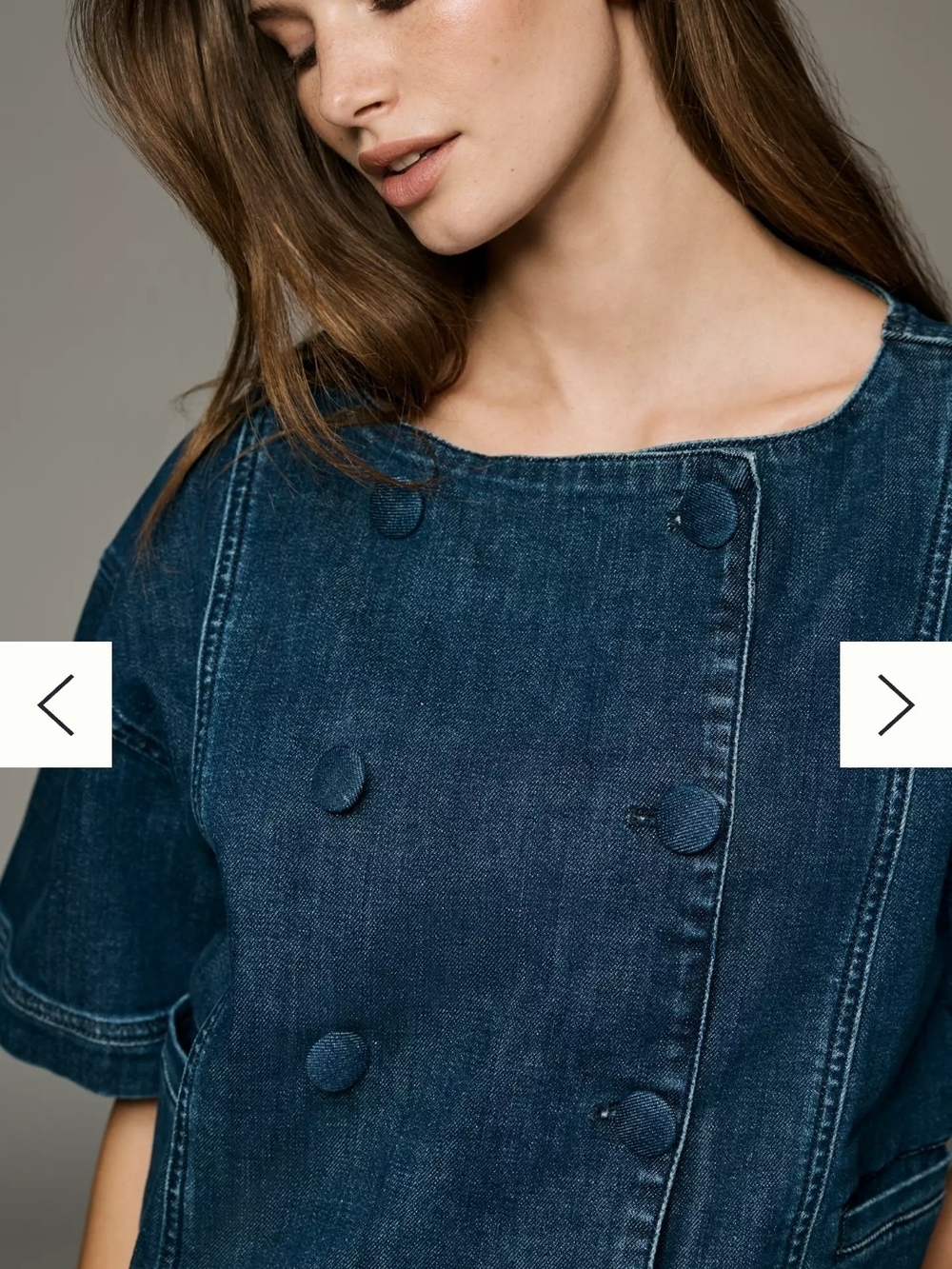 Maeve Short Sleeve Double Breasted Denim Jacket - Picture 2 of 4